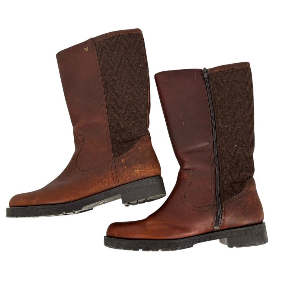 Vionic Mystic Aurora Tall Boots Weatherproof Brown Leather Riding Fleece Sz 10 - Picture 6 of 12